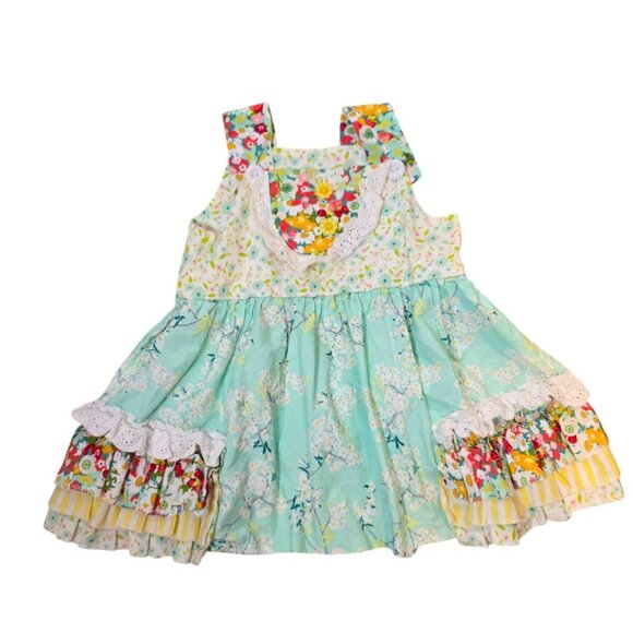 Haute Baby 2T Girls Dress Easter Communion Ruffles Patchwork Spring Floral - Picture 1 of 8